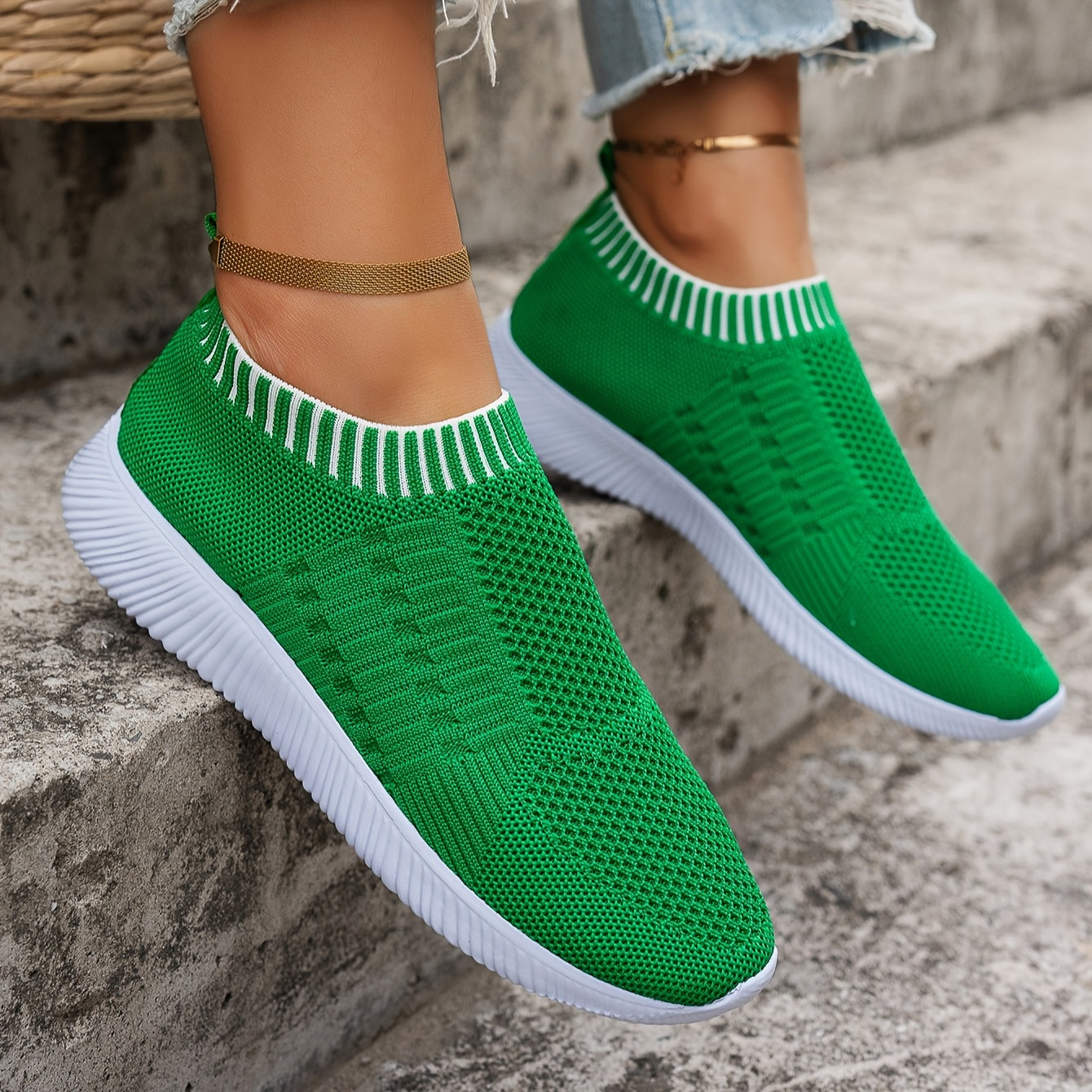 Women's Breathable Knit Flats Casual Mary Jane Shoes with EVA Sole Brown