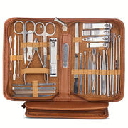 32-Piece Stainless Steel Manicure Set with Nail Clippers and Storage Case