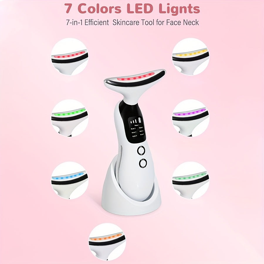7-в-1 портативный массажер для лица и шеи, перезаряжаемый USB-устройство для ухода за кожей и релаксации