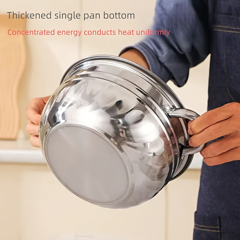 Set of 10 Stainless Steel Cookware Pots with Lids and Spoons for Soup Noodles Seafood