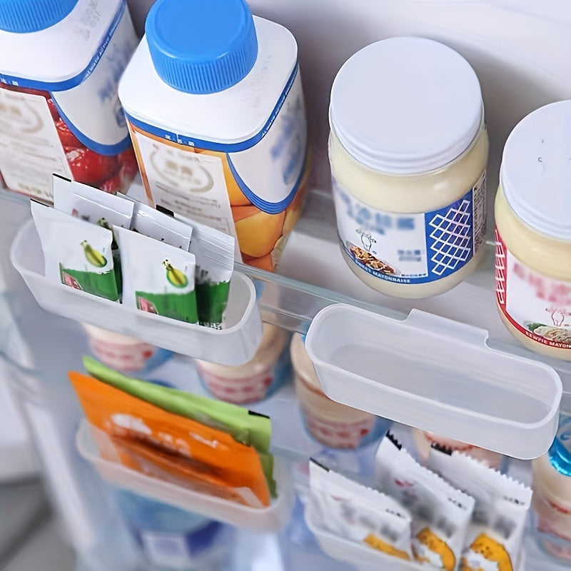 2 ta devorga o'rnatiladigan muzlatgich saqlash qutilari to'plami, ziravor paketlari va kichik narsalar uchun shaffof osma tashkilotchi, plastikdan tayyorlangan, oziq-ovqat bilan aloqa qilish uchun xavfsiz