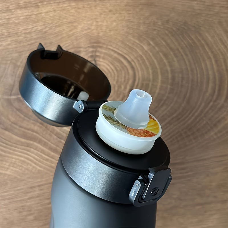 Botella de agua con sabor a fruta de 750ml a prueba de fugas con pajilla, libre de BPA, portátil para actividades al aire libre