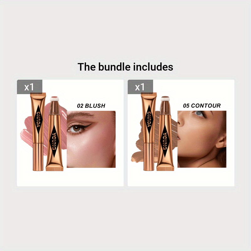 Set de colorete líquido y iluminador para mujer, contorno de maquillaje multicolor