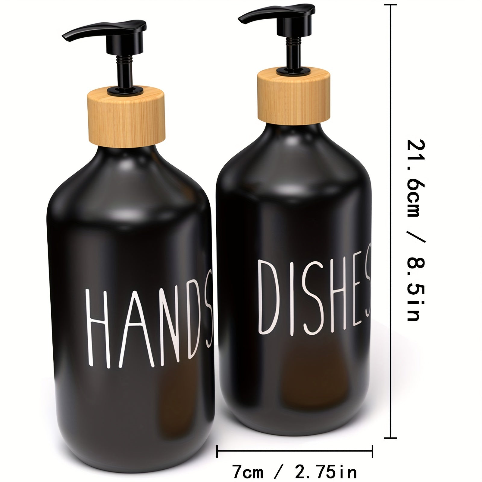 Black Plastic Double Soap Dispenser Set for Kitchen and Bathroom