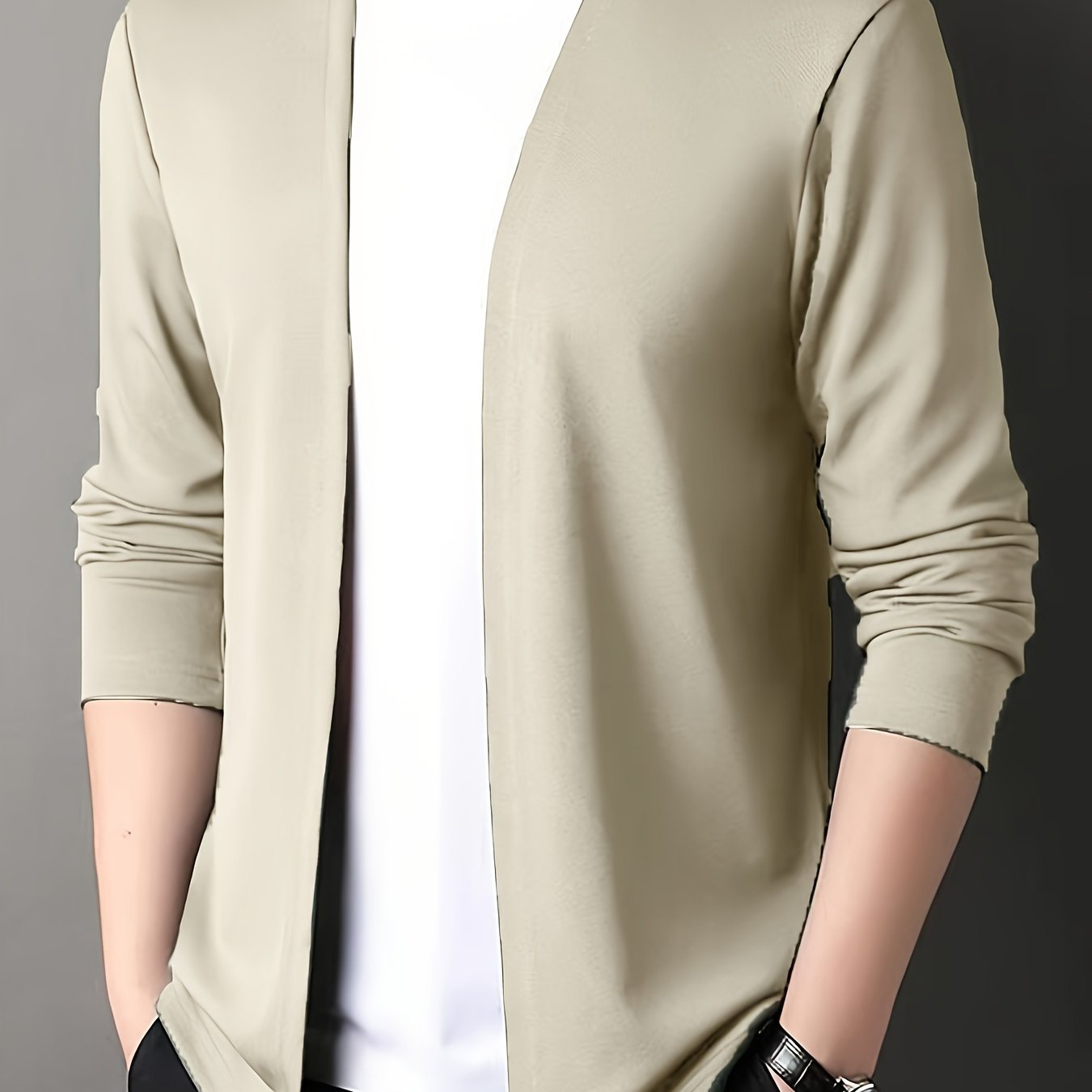 Men's Knit Cardigan Solid Color Slim Fit Spring Casual Polyester