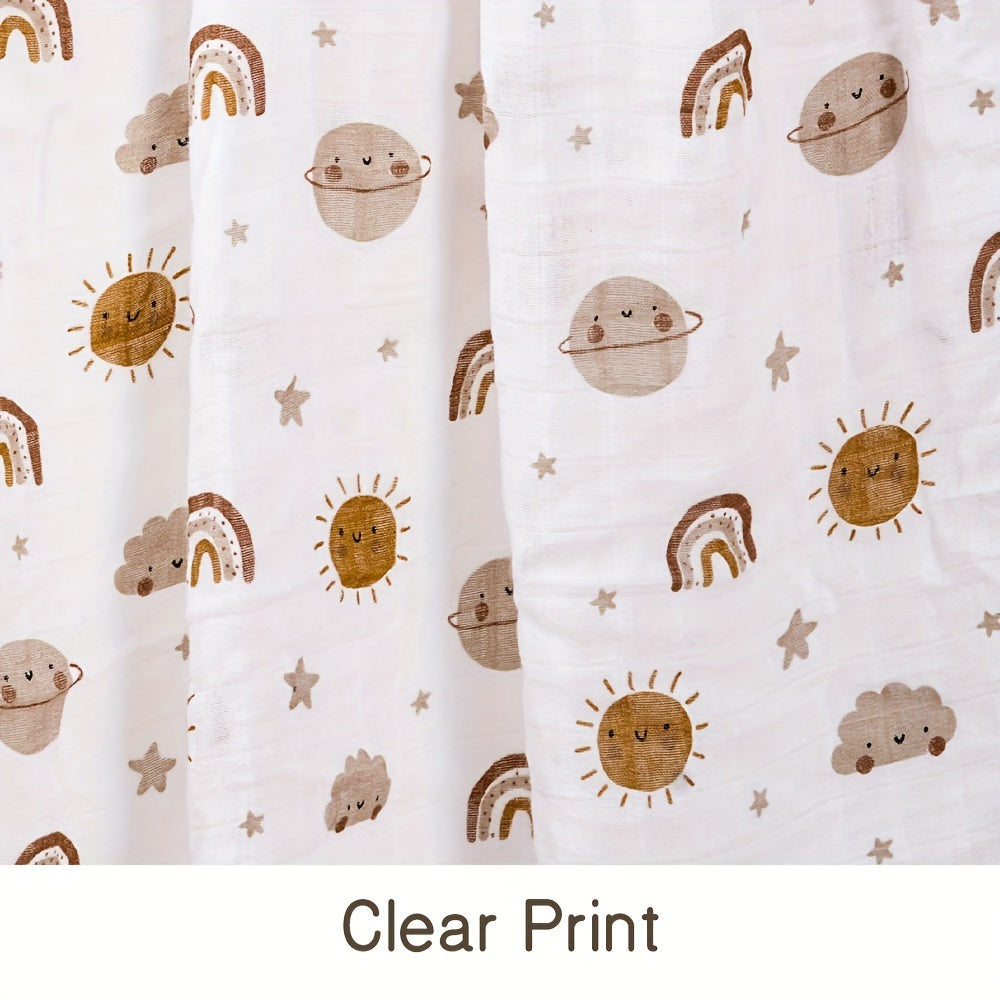 Rainbow Printed Bamboo Muslin Baby Swaddle Blanket Lightweight Breathable Machine Washable