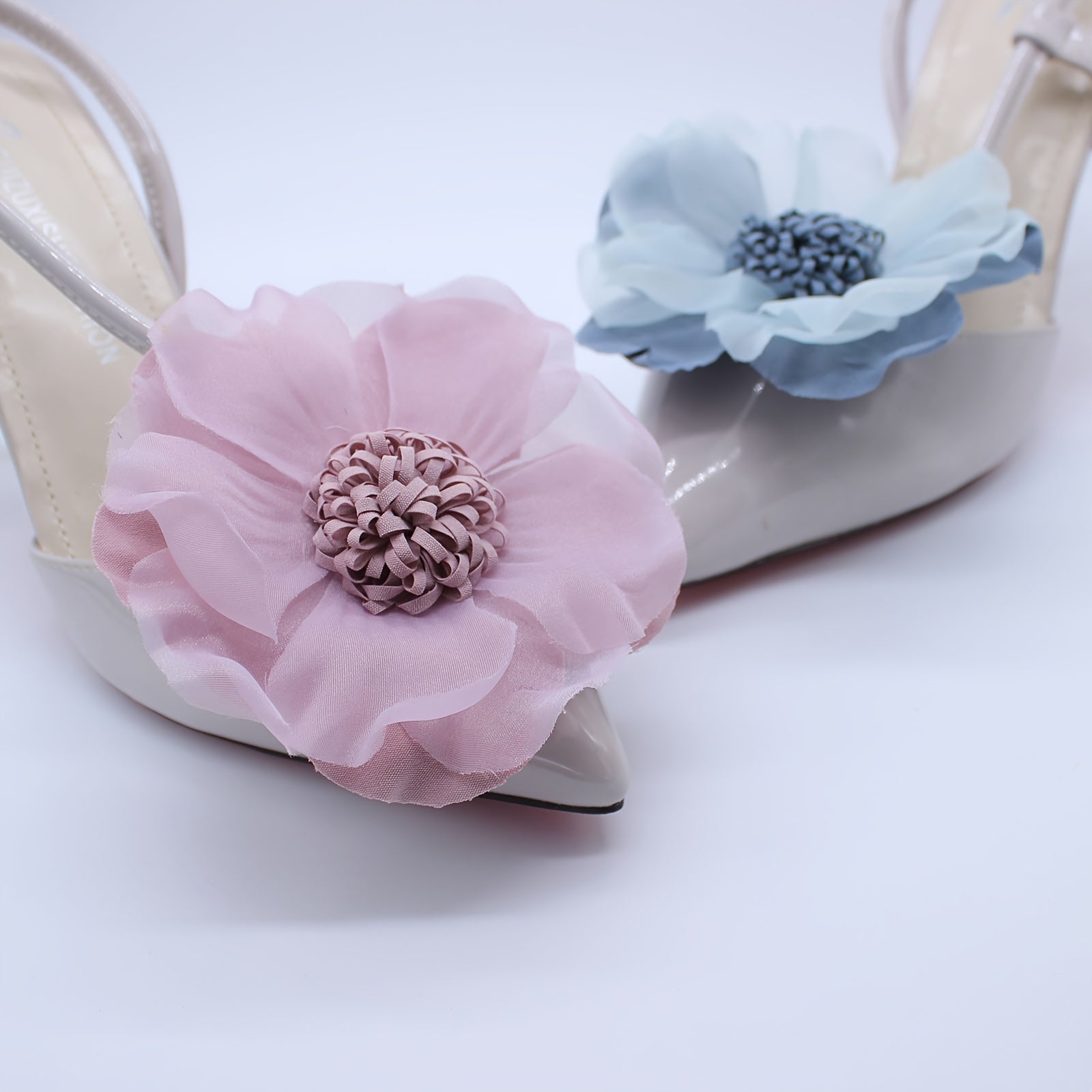 Women's Removable Floral Shoe Clips with Multi-Color Camellia Design