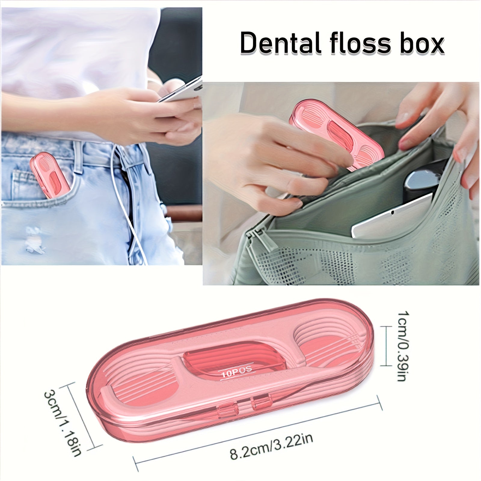 Double-Headed Dental Flosses with Toothpick Tips Pack of 10 Pink or White