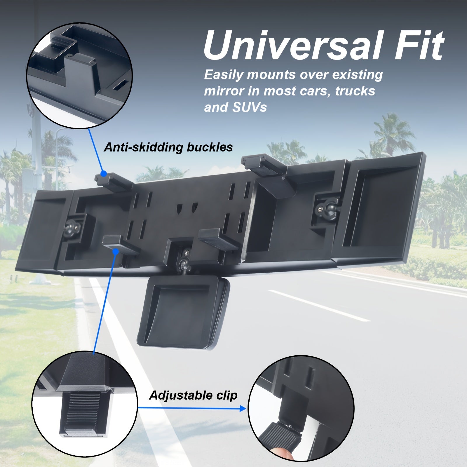 Universal Foldable Car Mirror Widening Field of View Adjustable Quadruple Folding