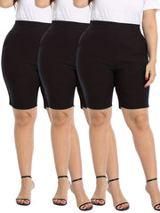 Plus o'lchamli shortlar to'plami, 3 ta, paxta, kundalik, ko'p rangli