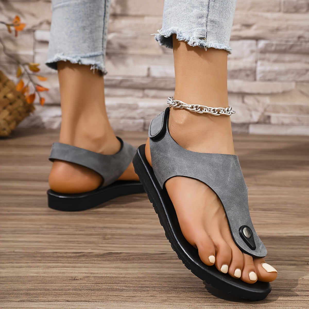 Women's Breathable Wedge Toe Slippers with Anti-Slip Soles for Home