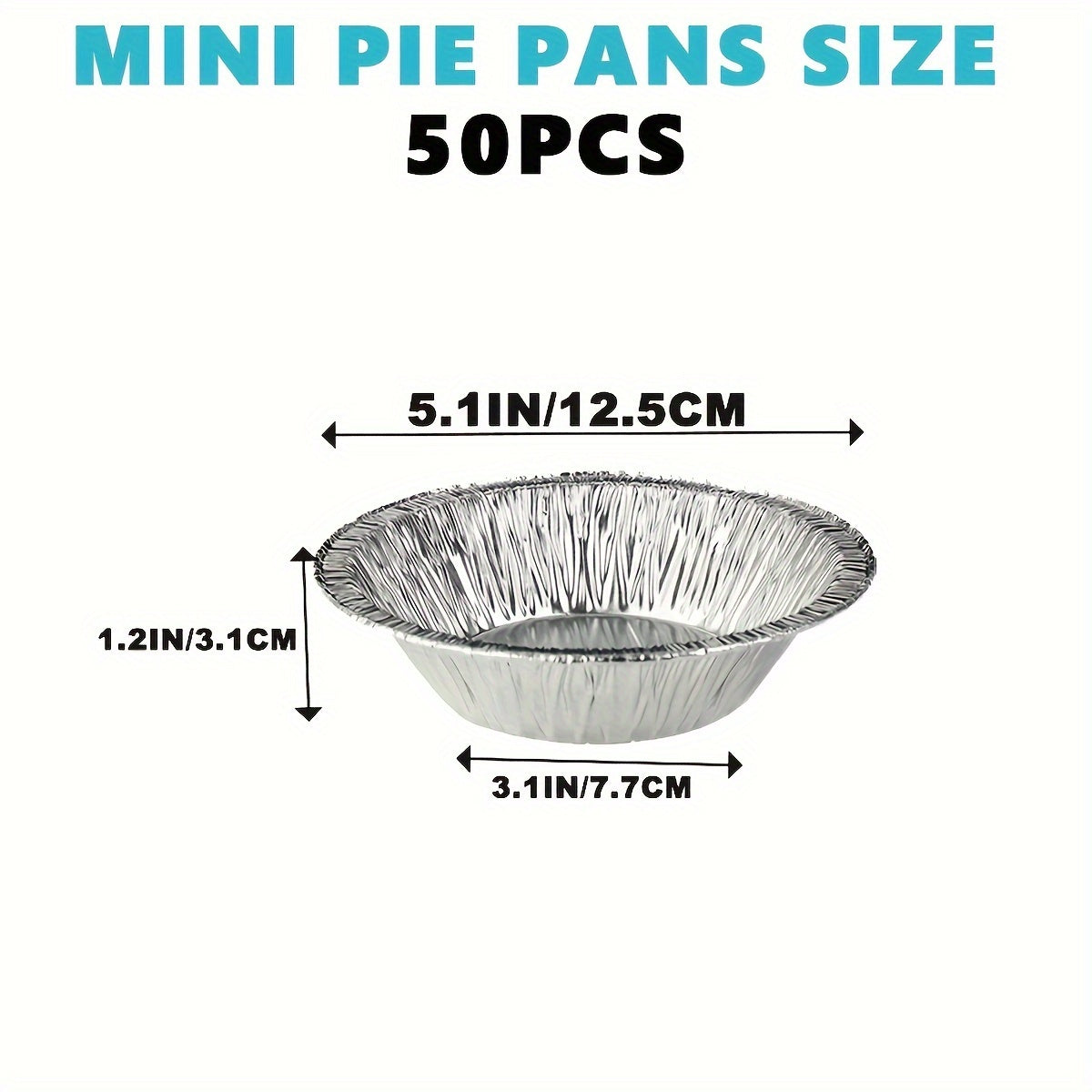 50 Pack 12.7cm Heavy Duty Disposable Aluminum Pie Pans for Baking Mini Pies