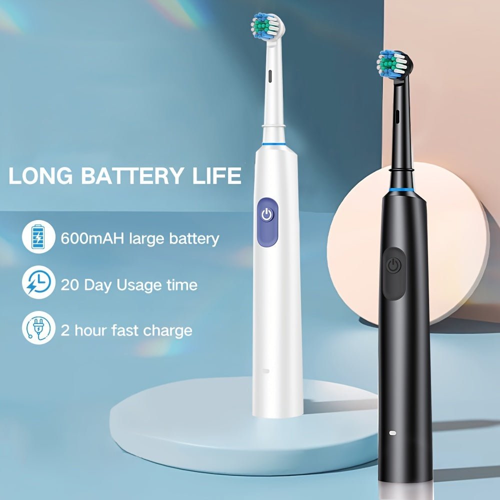 Set of 2 Electric Toothbrushes with 8 Brush Heads Rechargeable USB Charging 5 Modes