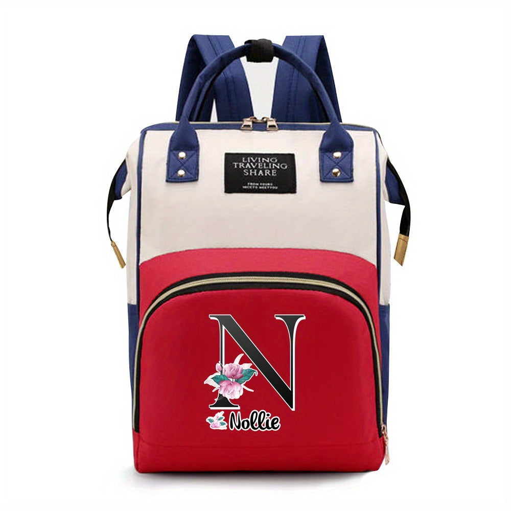 Персонализированная сумка для подгузников из оксфордской ткани с индивидуальными инициалами - Просторная сумка для мам с дизайном букв A-Z, идеальна для путешествий и повседневного использования, с карманами для бутылочек для женщин