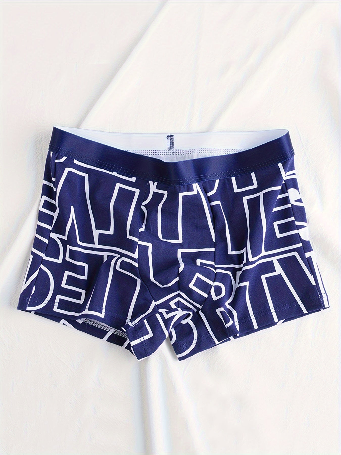 Men's Cotton Boxer Briefs with Geometric Pattern Medium Stretch Knit Casual Shorts Set of 3