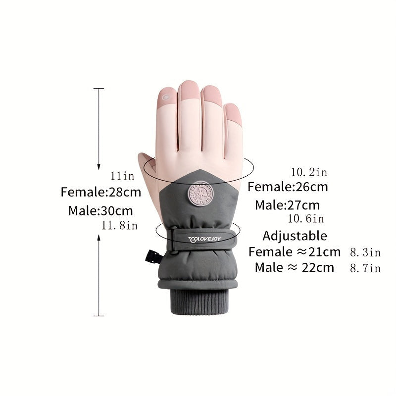 Unisex Ski Gloves Warm Touch Screen Non-Slip Adjustable Closure for Cold Weather