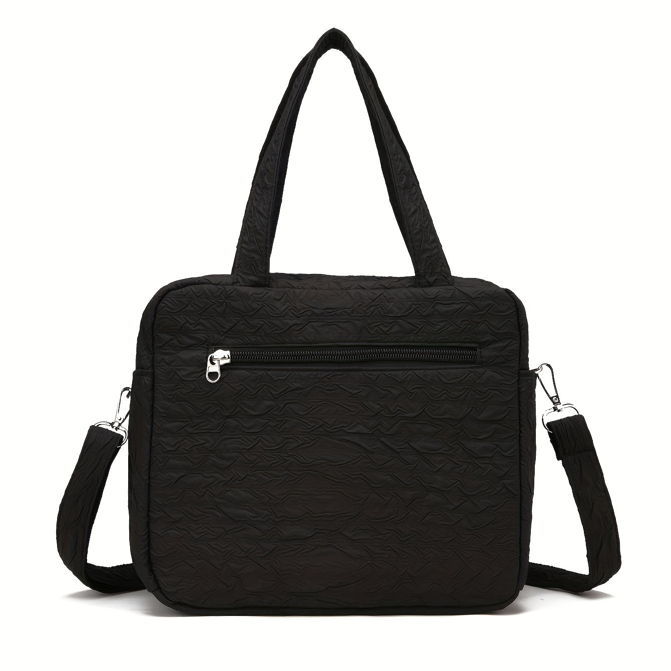Black Bubble Grid Diaper Bag Water-Resistant Stain-Proof Polyester with Crossbody Strap