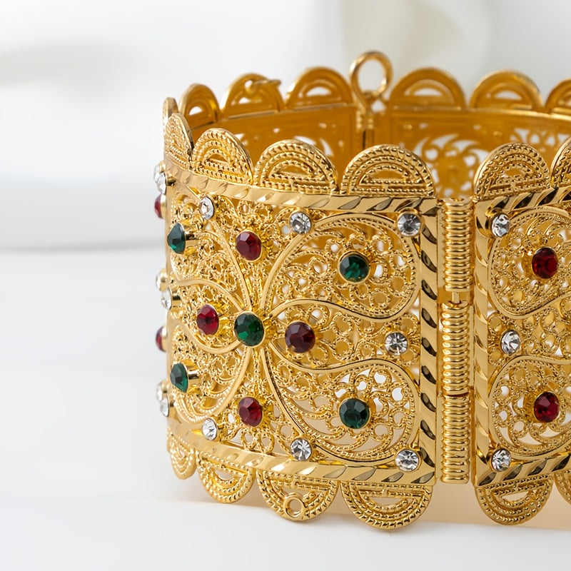 Vintage Style Zinc Alloy Cuff Bracelet with Hollow Floral Engraving for Weddings and Parties