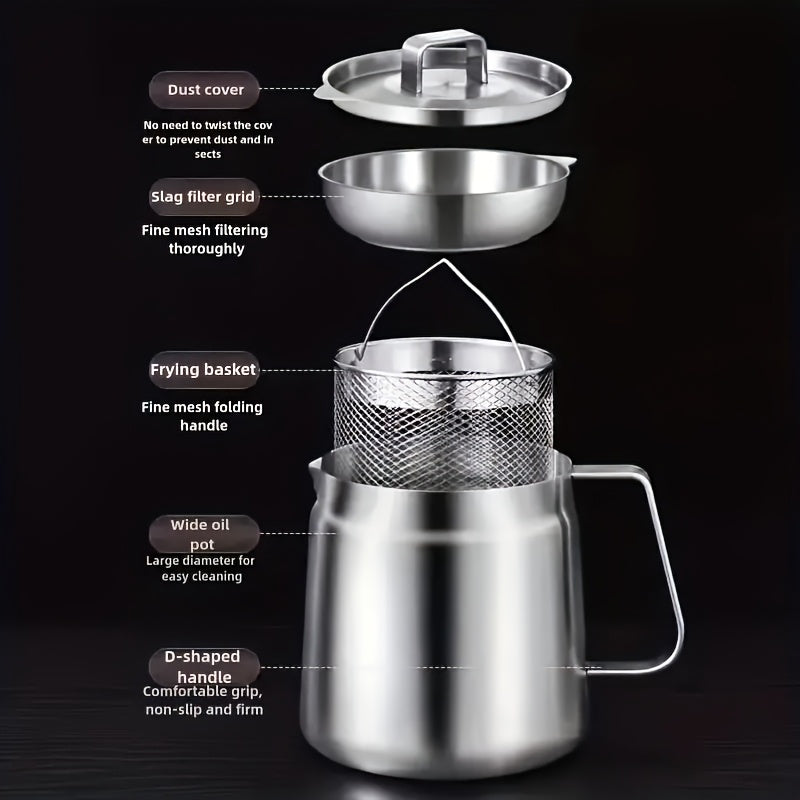 Olla de filtro de aceite de acero inoxidable con colador de malla de alta capacidad sin goteo