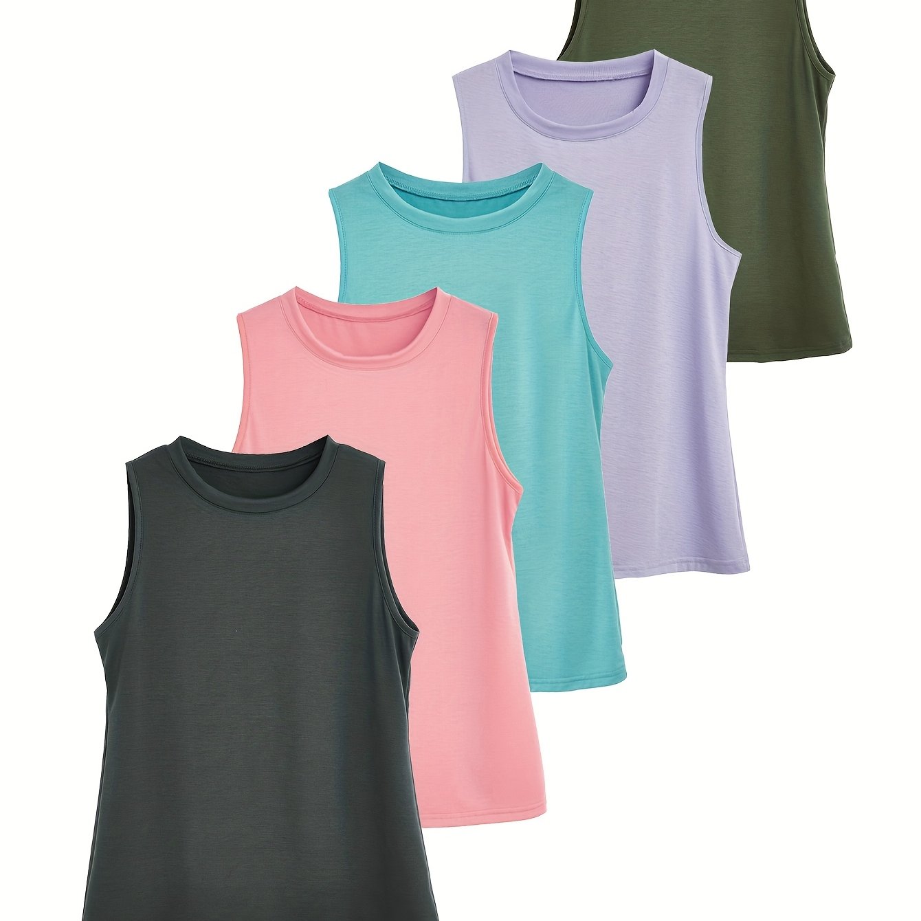 Women Plus Size Sleeveless Tank Tops Breathable Summer Casual Fitness Pack of 5