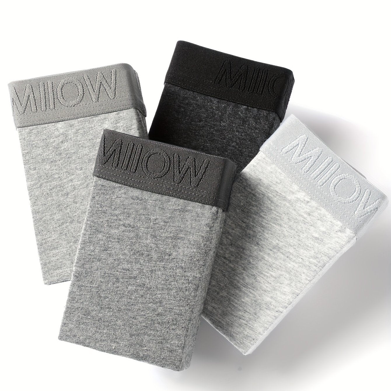 Men's Cotton Boxer Briefs 4 Pack High Stretch Knit Solid Color Comfortable Underwear