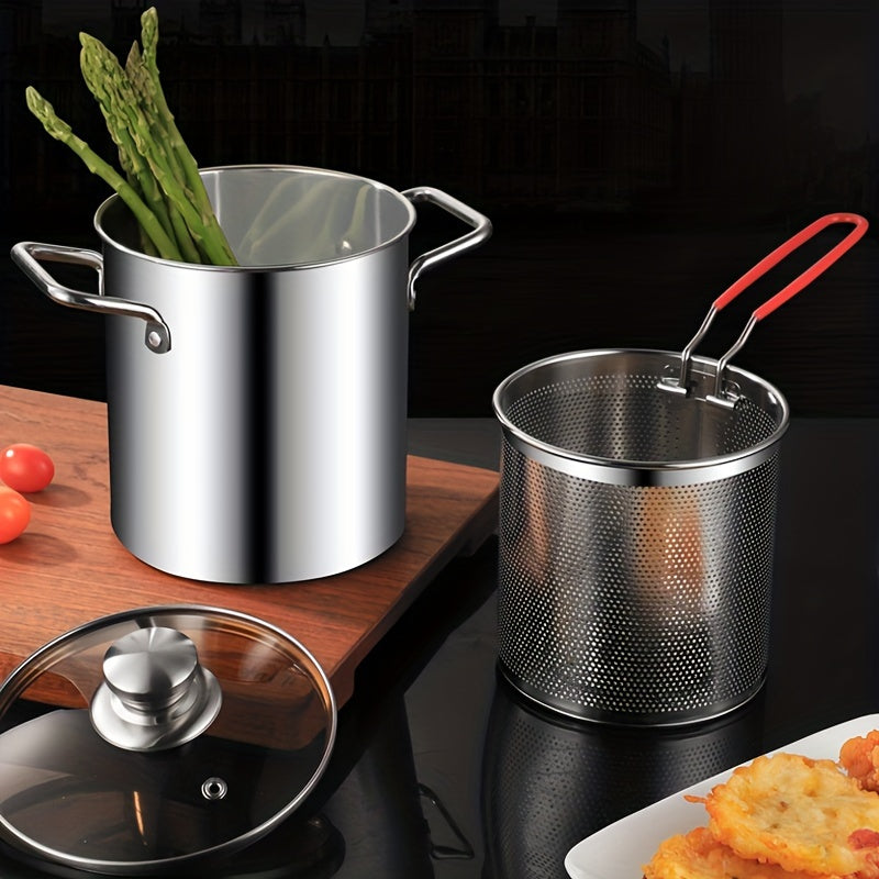 304 Stainless Steel Deep Fryer for Home Use Tempura Pot Oil Saving Electric Stove