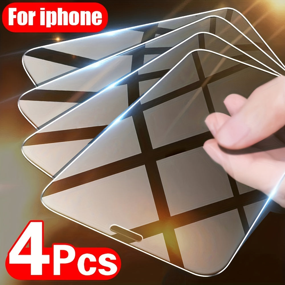4 Pack Tempered Glass Screen Protectors for iPhone 11-15 Pro Max and Plus