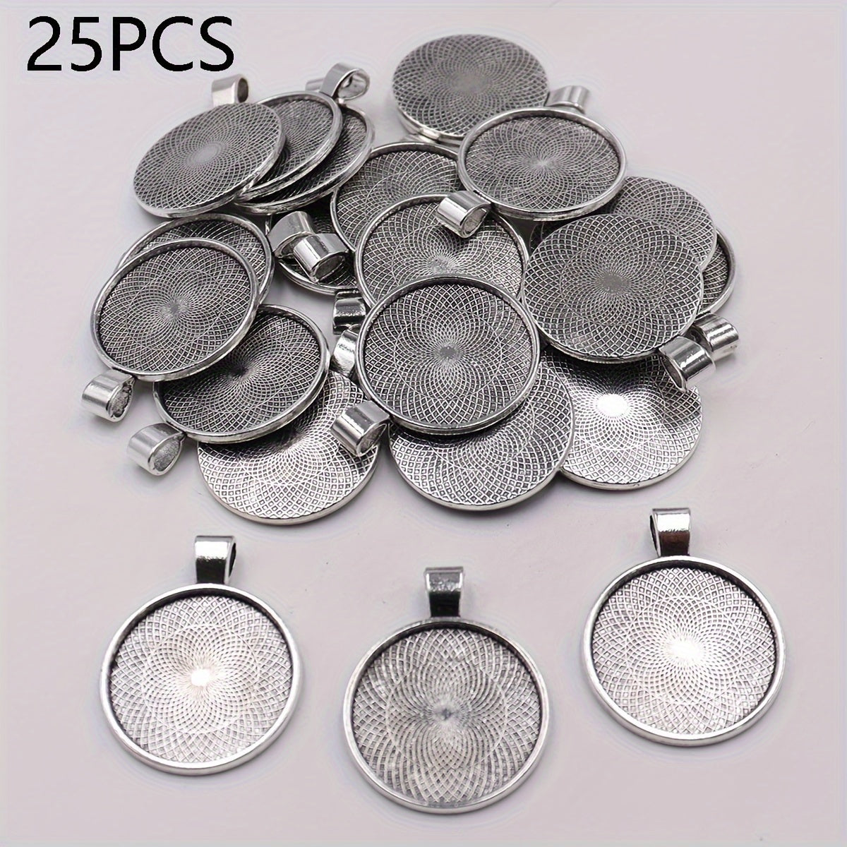 Jewelry Findings Golden Pendant Trays Sets of 5 10 25 White Circular 2.5CM