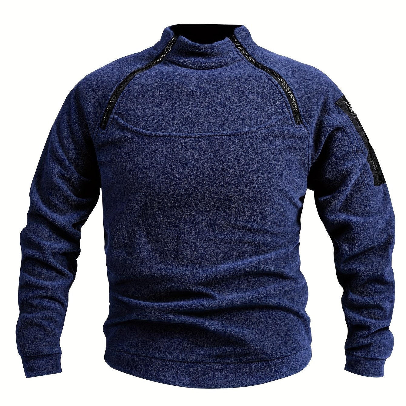 Men's Polyester Fleece Hoodie Zipper Stand Collar Solid Color Spring Fall Casual