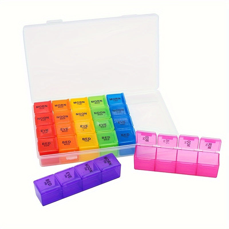 Weekly Pill Organizer Case 7 Day Large Travel Medicine Box with 28 Compartments
