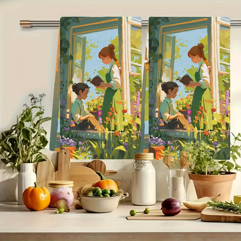 Two-Piece Ultra Soft Kitchen Towels 16x24 Absorbent Dish Hand Towels