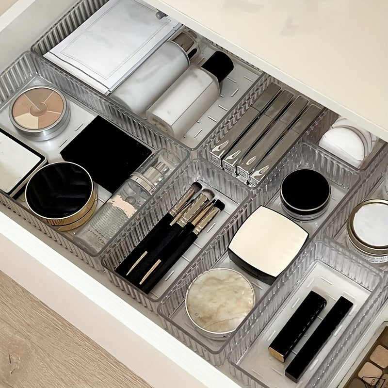 6-Piece Clear PET Cosmetic Organizer Set for Bathroom and Home Storage