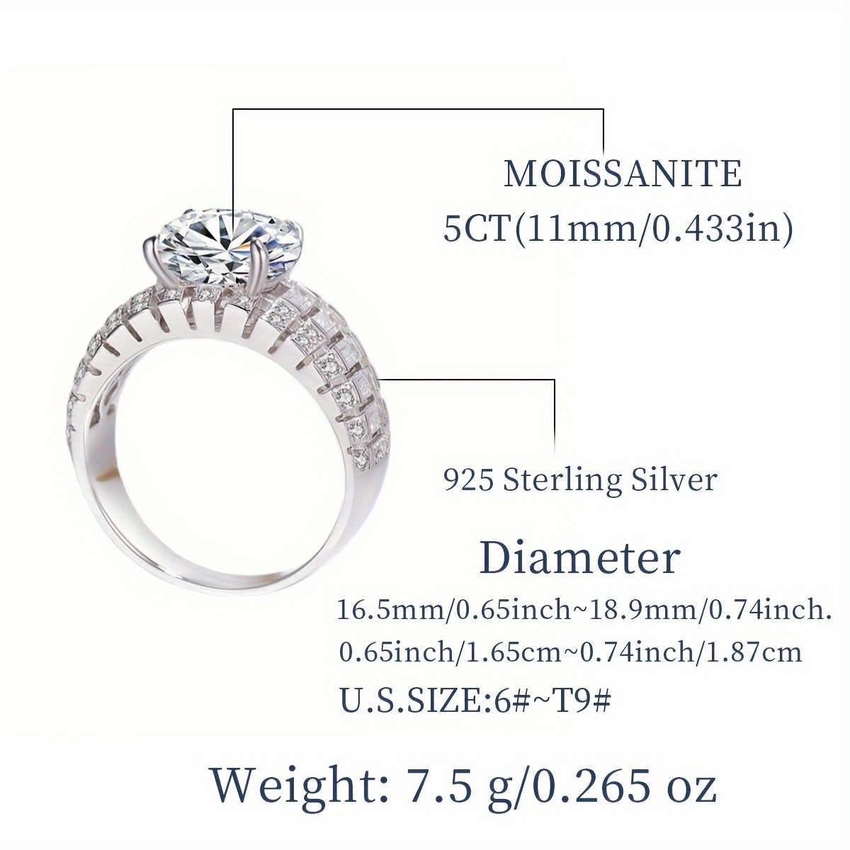 Moissanite Engagement Ring Sterling Silver Trillion Cut Hypoallergenic Gift Box