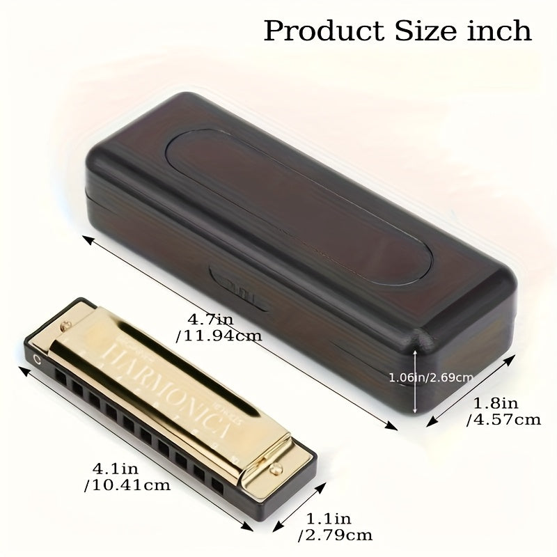 Boshlovchilar va mutaxassislar uchun qutisi va qoʻllanmasi bilan 10 teshikli C kaliti Blues Harmonica