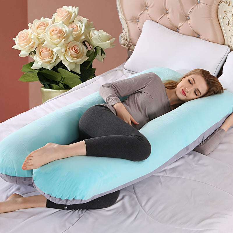 Ultra-Soft Crystal Velvet U-Shaped Maternity Pillow Full Body Support for Restful Sleep
