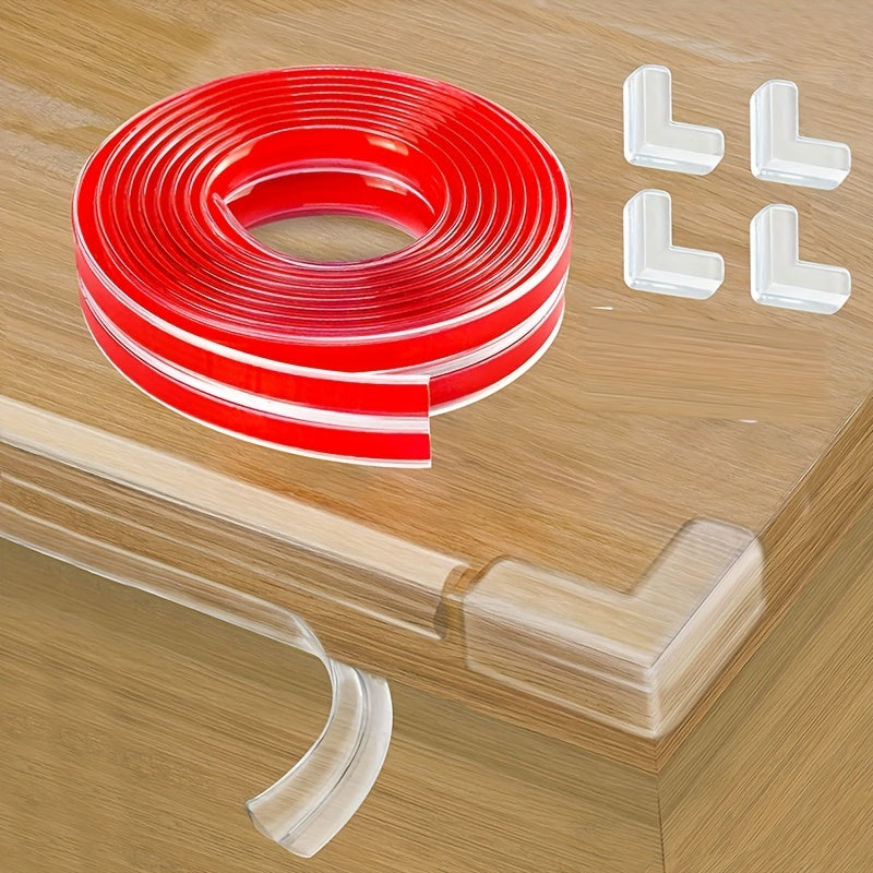 Childproof Edge Protectors Set 199.9cm Clear Strip and Silicone Corner Protectors for Cabinets and Tables