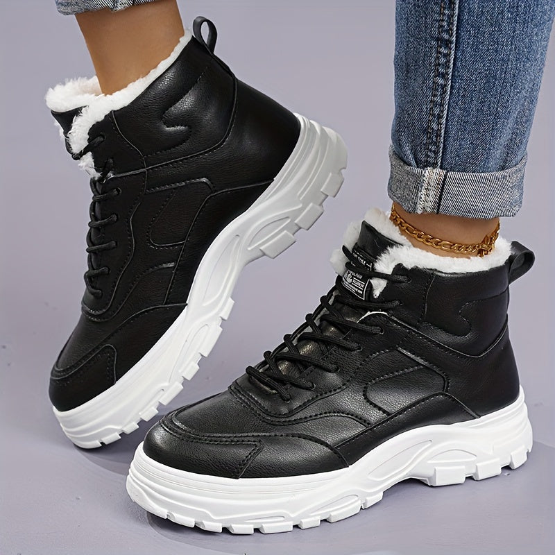 Женские зимние сапоги с флисовой подкладкой, теплые утепленные снегоступы, белые