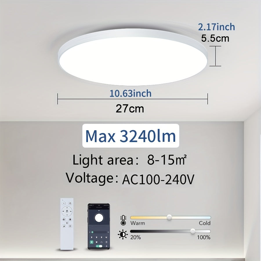 Smart Ceiling Light 18-80W Dimmable LED App Remote Control Adjustable Moisture Proof for Bedroom Living Room
