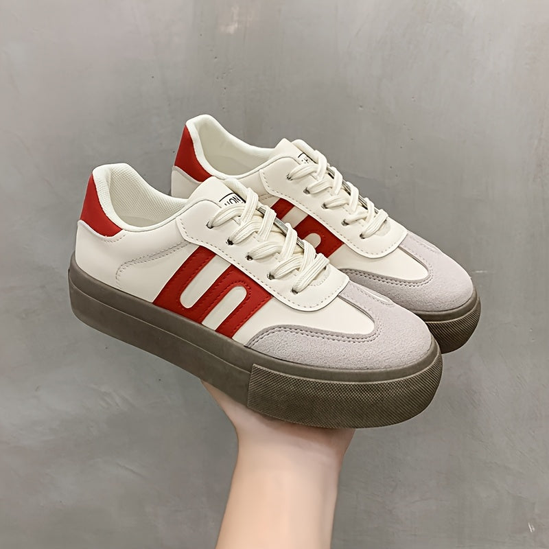 Ayollar uchun kundalik pastki sport poyabzali oq va kulrang, ikki rangli, sirpanishga qarshi rezina oyoq osti