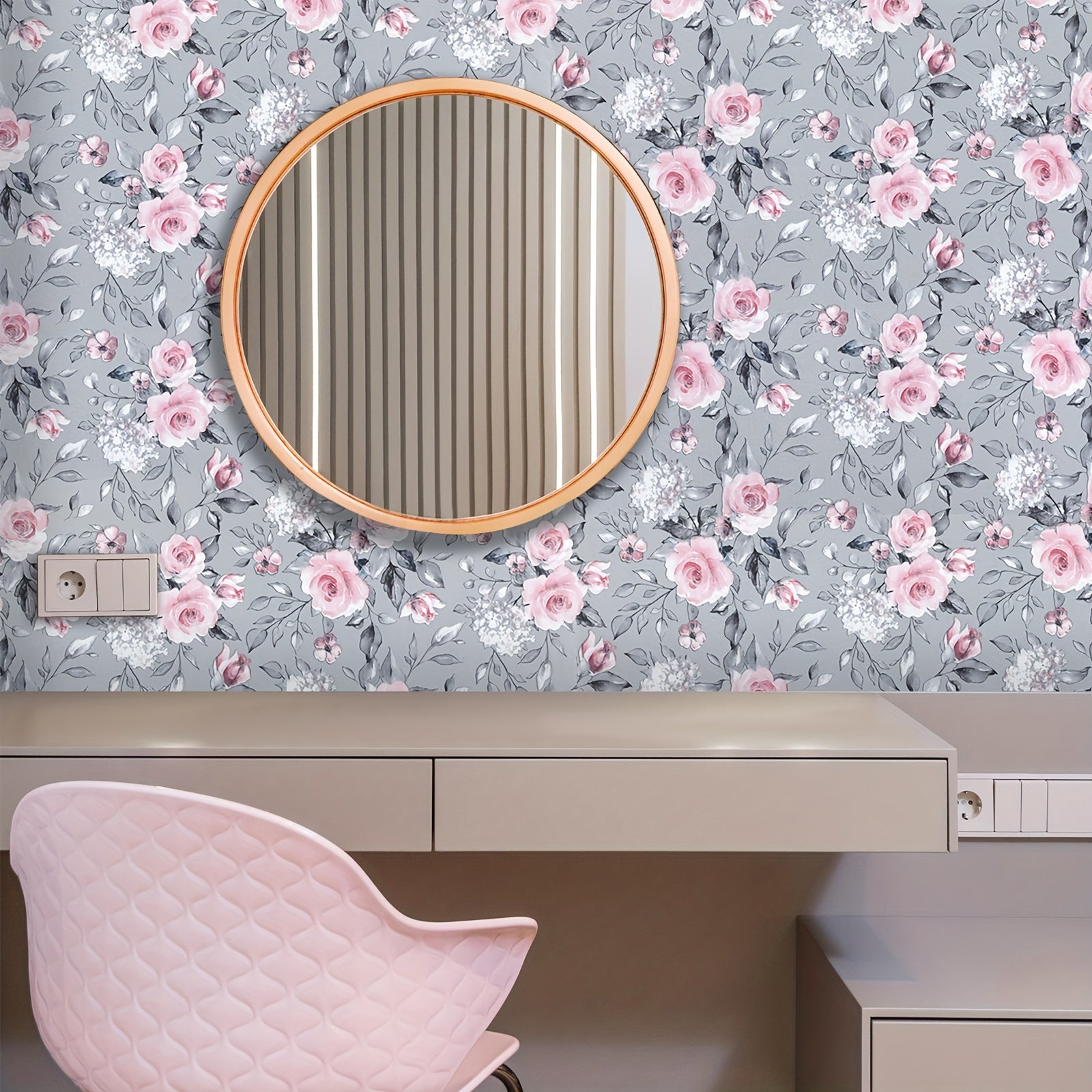 Pink Floral Self-Adhesive Wallpaper for Walls and Furniture 1 Roll