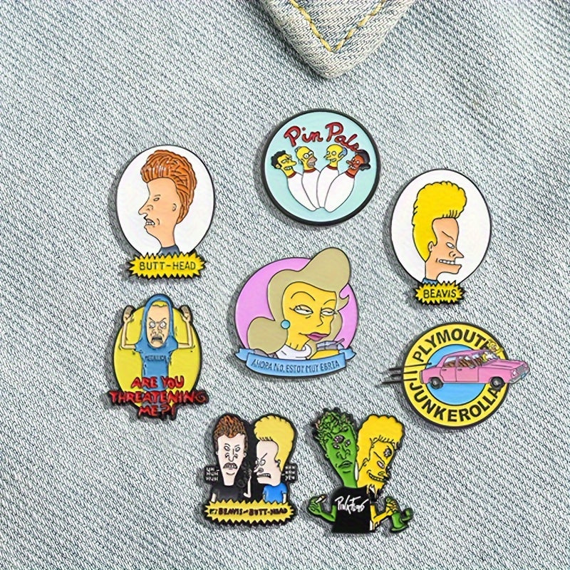 8 ta multfilm broochlar to'plami, kiyim va sumkalar uchun kreativ pinlar