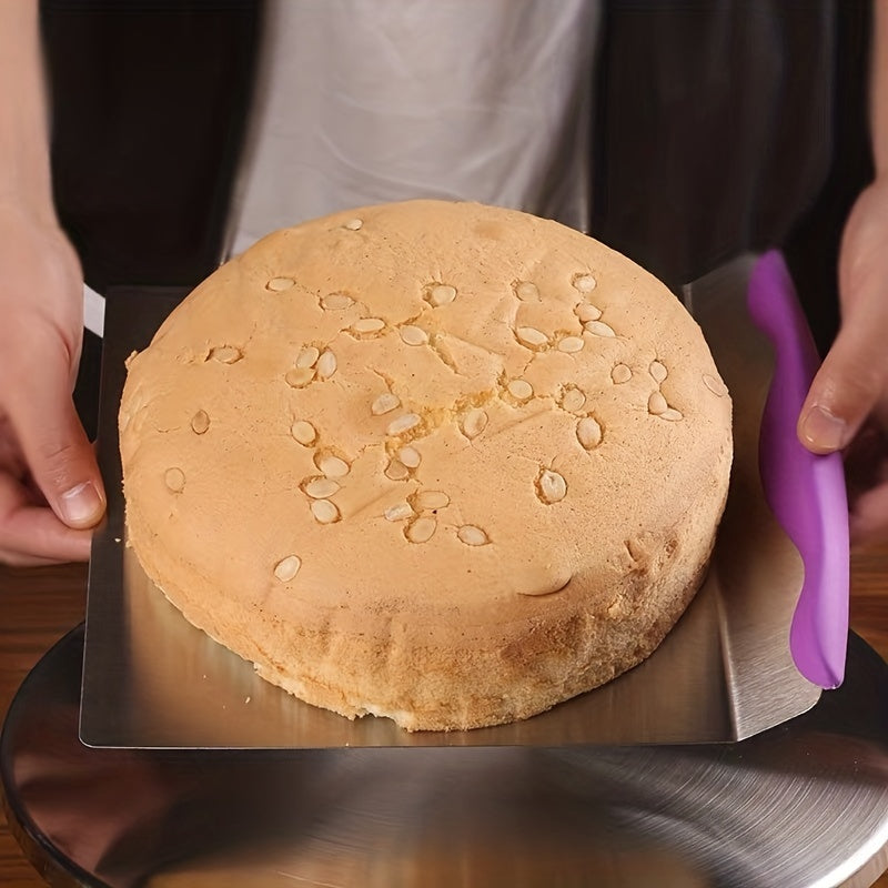 Stainless Steel Cake Transfer Board with Silicone Spatula for Baking and Decorating
