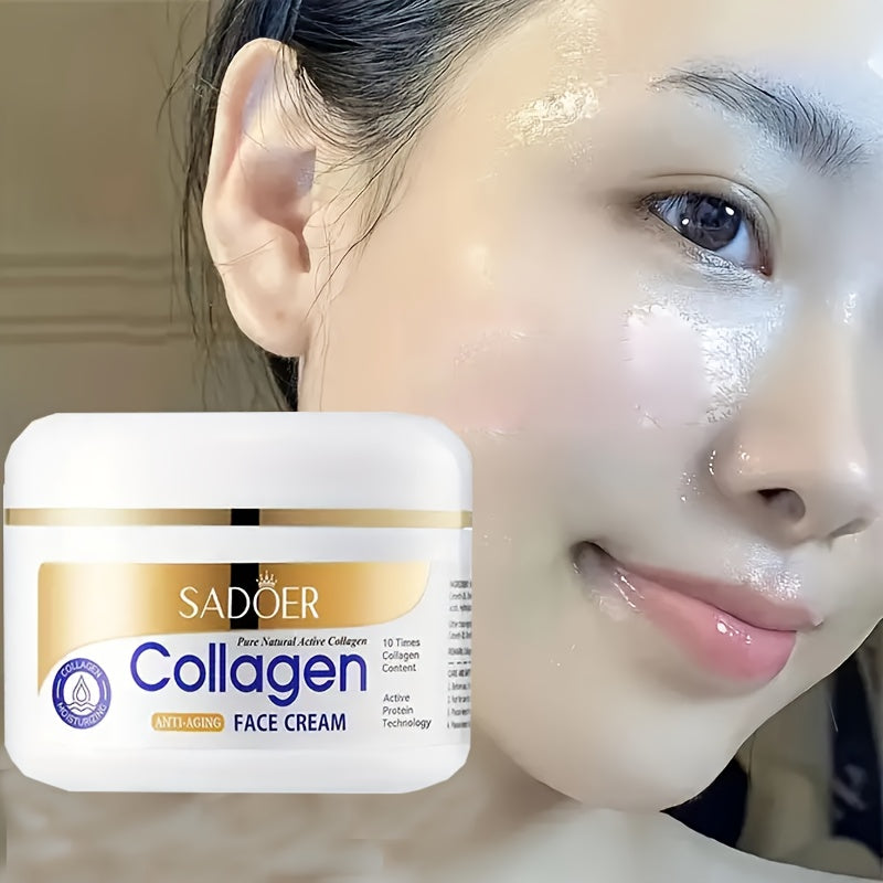 Unisex Collagen Face Cream with Glycerin and Hyaluronic Acid for Hydration and Brightening