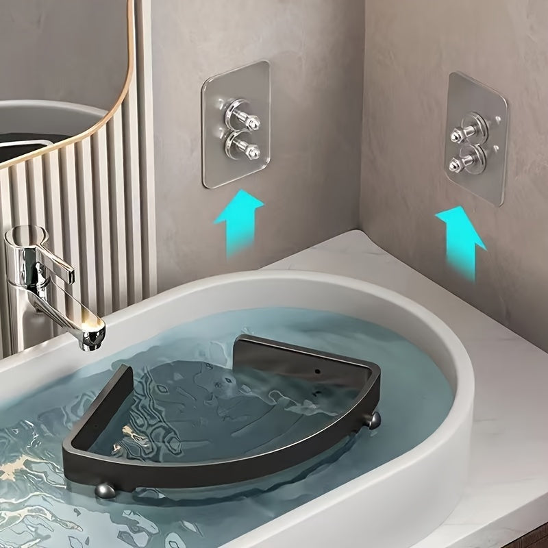 Juego de 3 estantes de esquina de plástico para baño y cocina, almacenamiento colgante