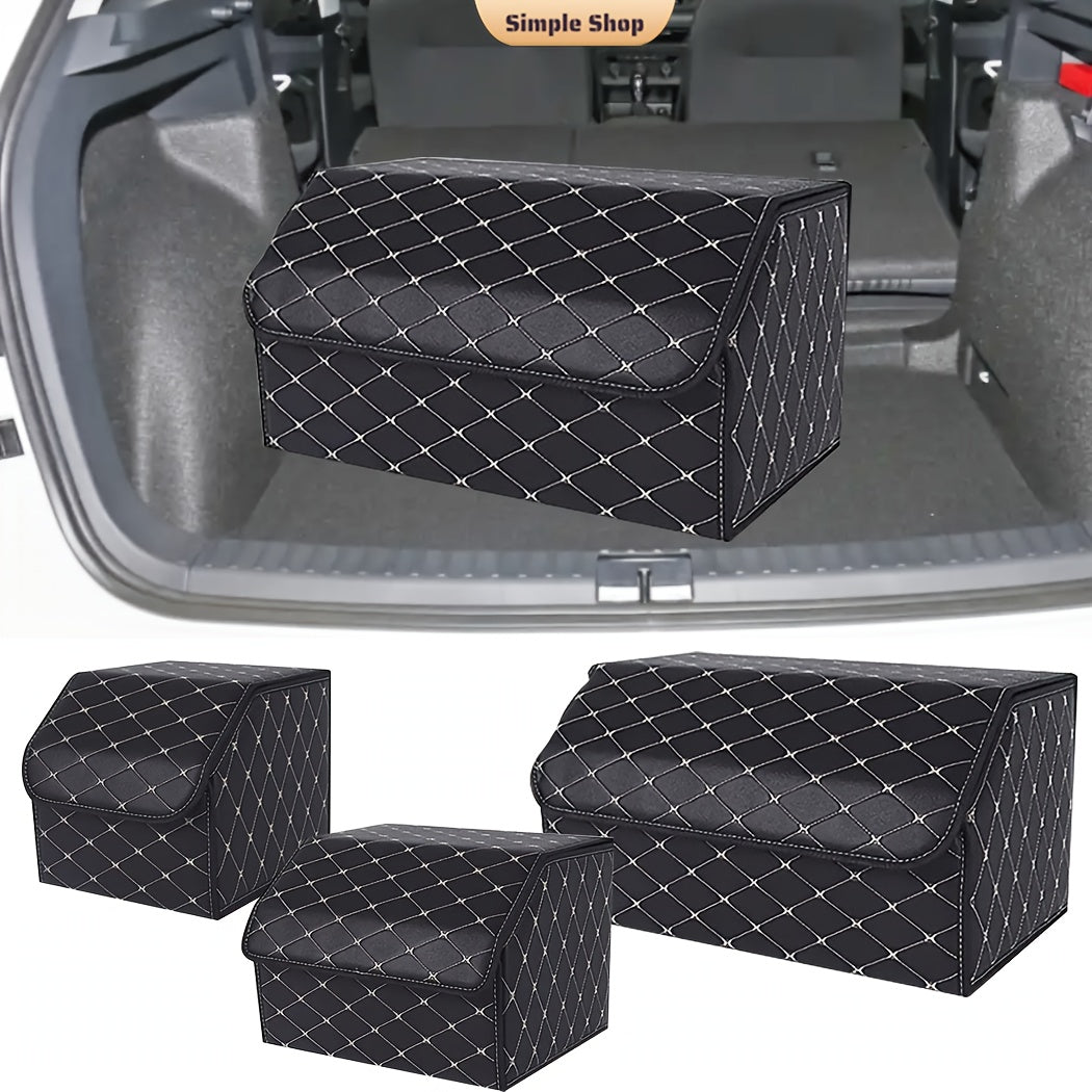 Cajón organizador para maletero de coche, caja de almacenamiento plegable negra con asas