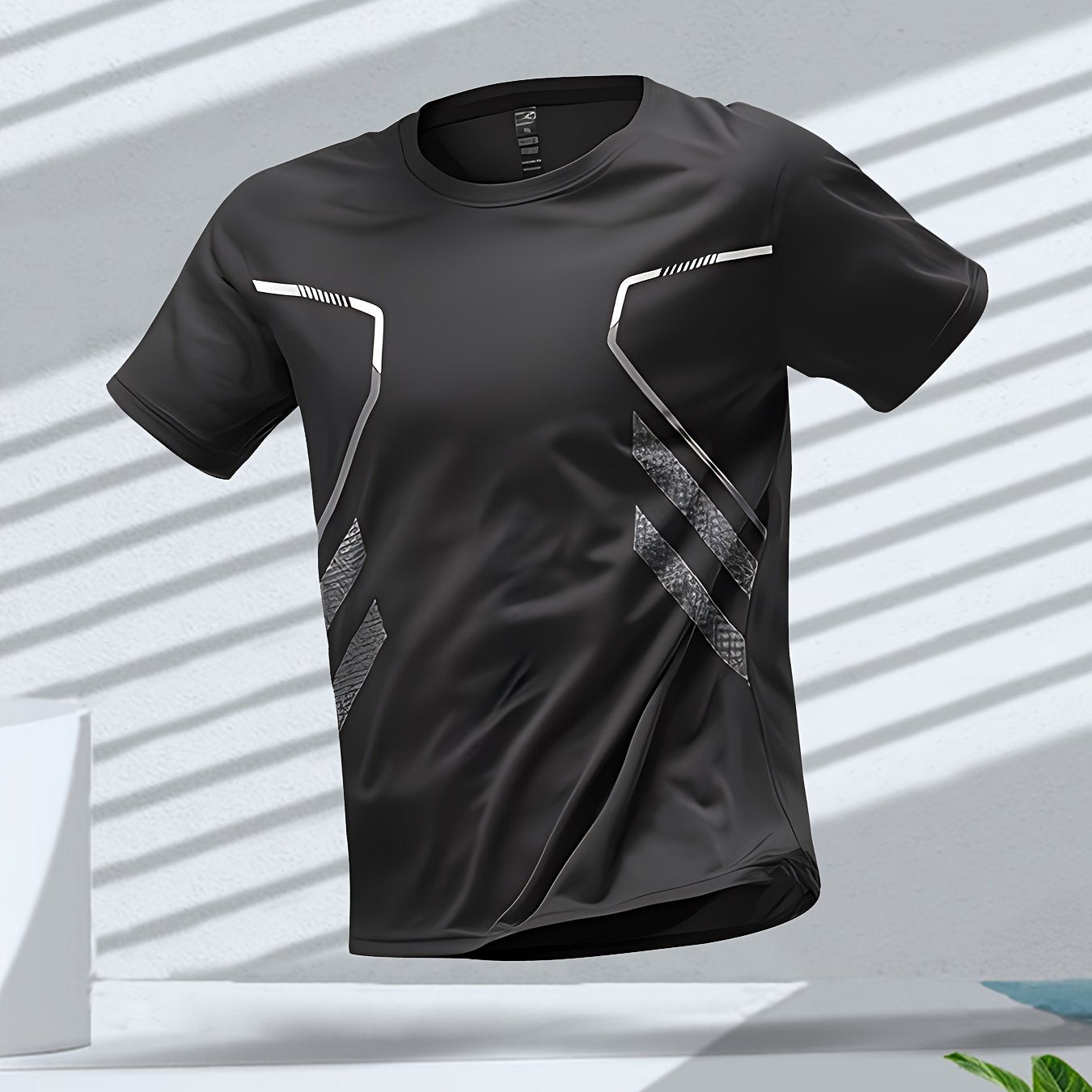 Men's Quick-Dry Athletic T-Shirt with Gradient Design for Gym Running and Sports