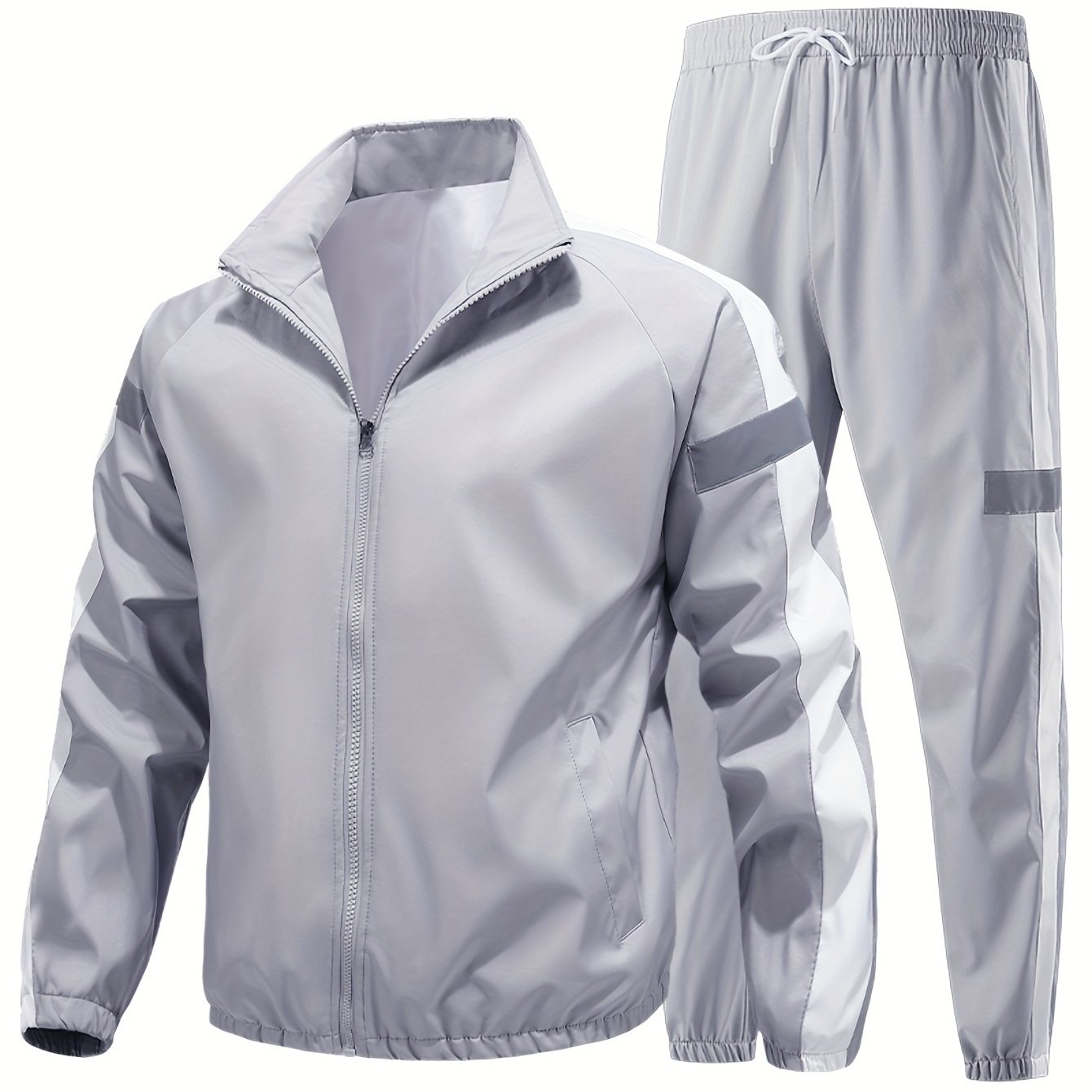 Мужской ветронепроницаемый костюм из куртки и брюк с отражающей этикеткой, весна-осень, повседневный стиль