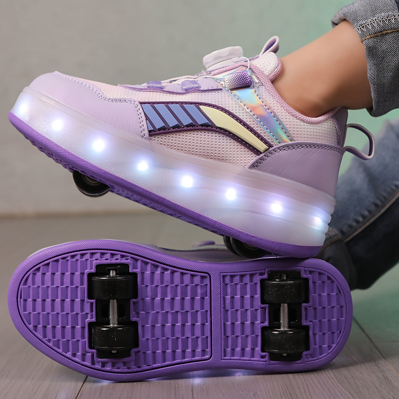 Kids' LED Flash Roller Skates for Boys and Girls, USB Rechargeable, Indoor Outdoor, All-Season