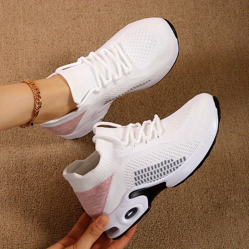 Women Breathable Knit Sock Sneakers Lightweight Casual Walking Shoes Pink White
