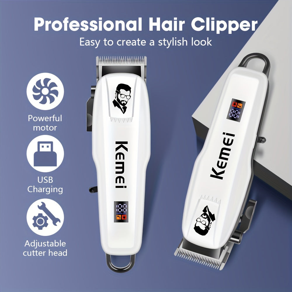 Электрическая машинка для стрижки волос с ЖК-дисплеем, перезаряжаемый литий-ионный аккумулятор, профессиональная головка для бритья для салона или дома